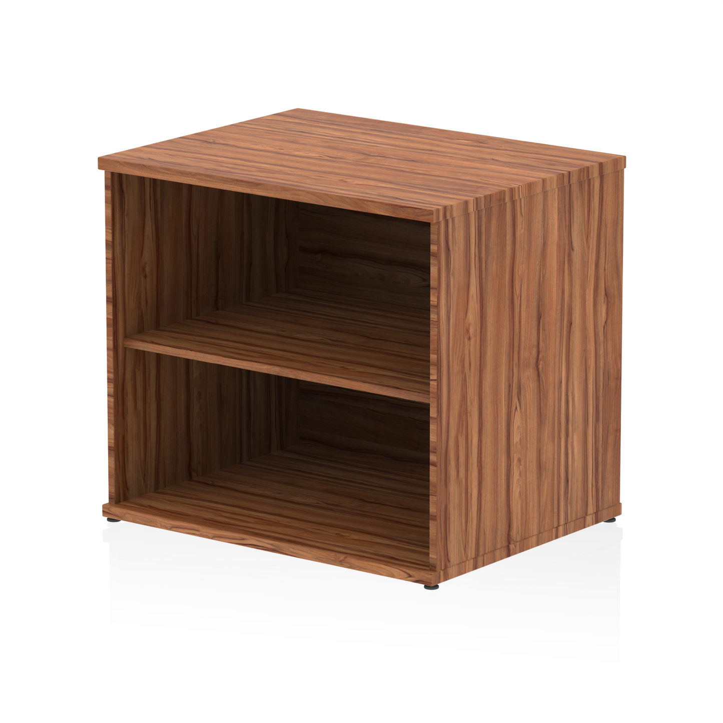 Wooden bookcase with one shelf on a white background