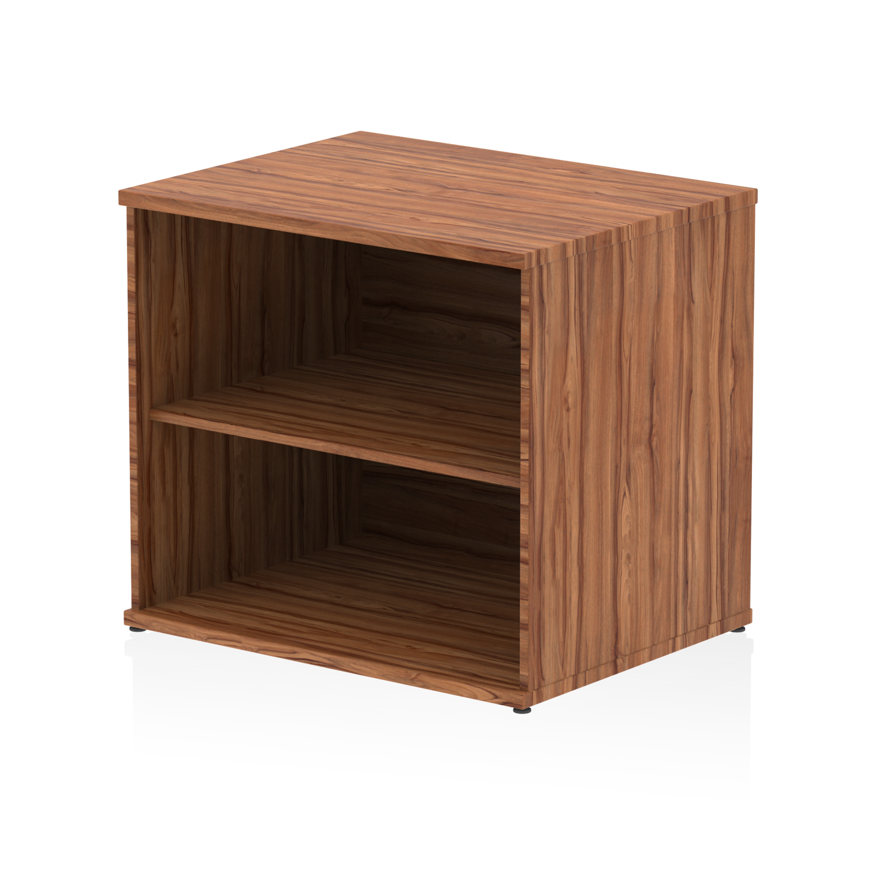 Wooden bookcase with one shelf on a white background