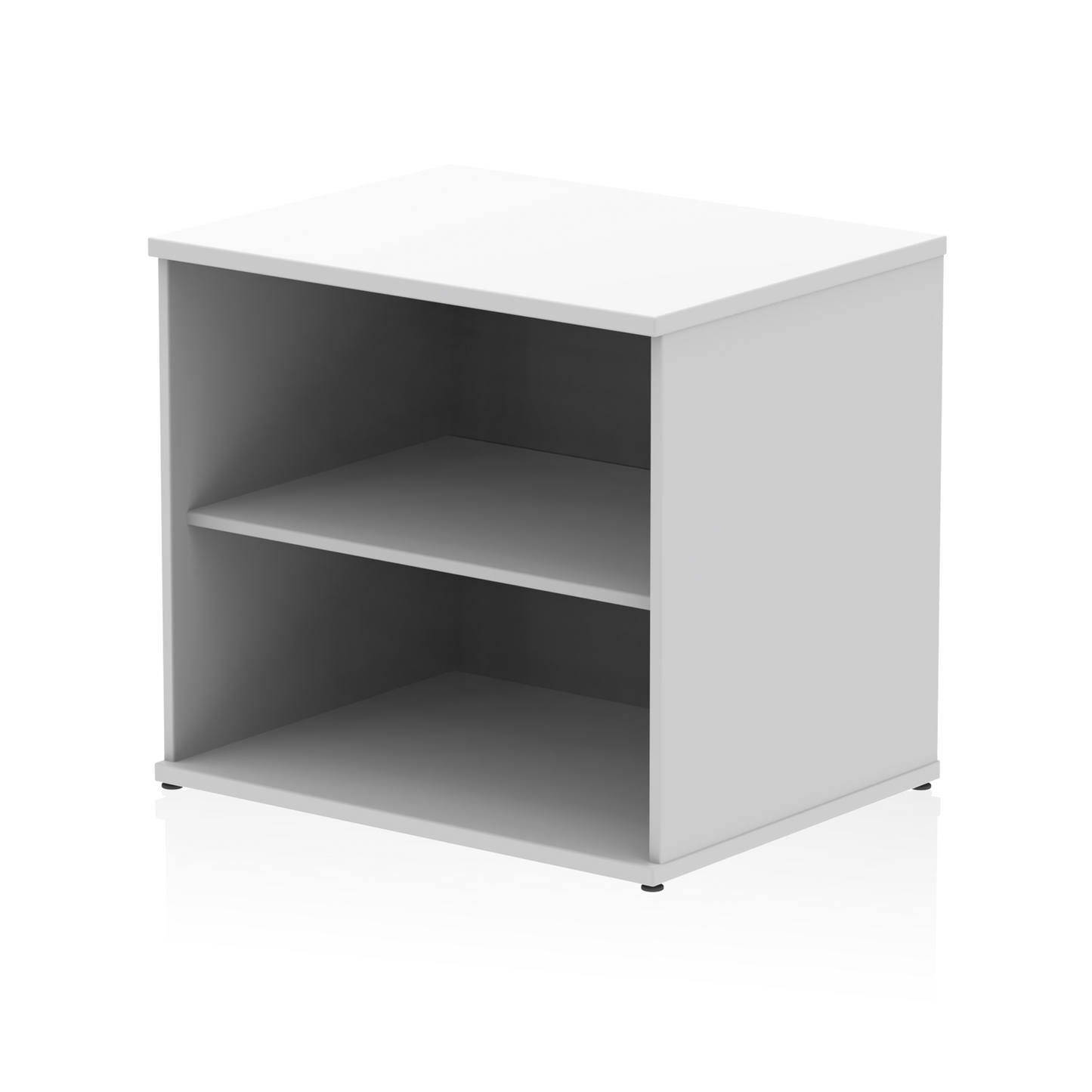 Wooden bookcase with one shelf on a white background