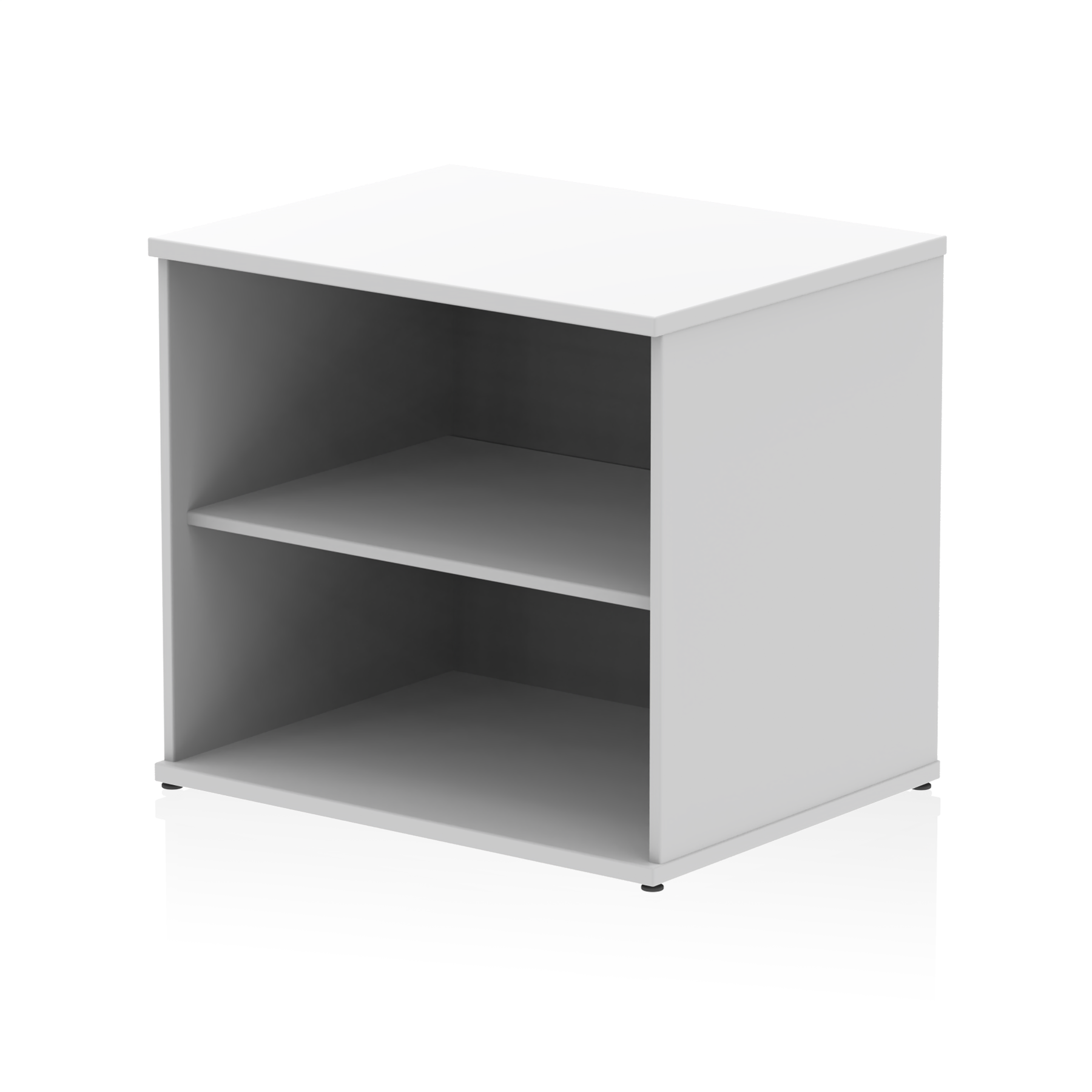 Wooden bookcase with one shelf on a white background