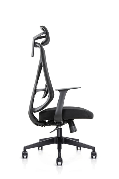 Kalos High Back Mesh Operator Armchair with Adjustable Headrest in Black