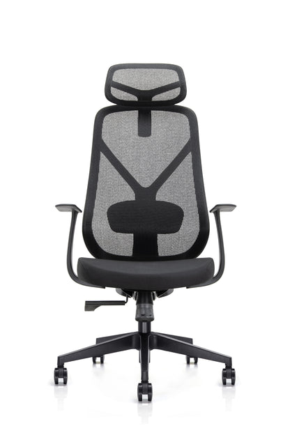 Kalos High Back Mesh Operator Armchair with Adjustable Headrest in Black