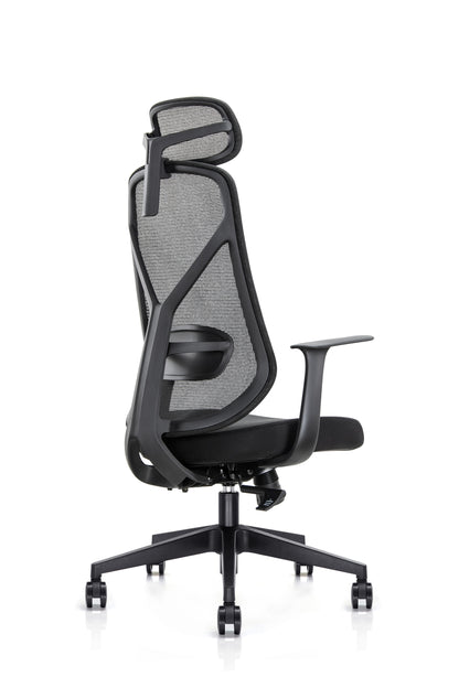 Kalos High Back Mesh Operator Armchair with Adjustable Headrest in Black