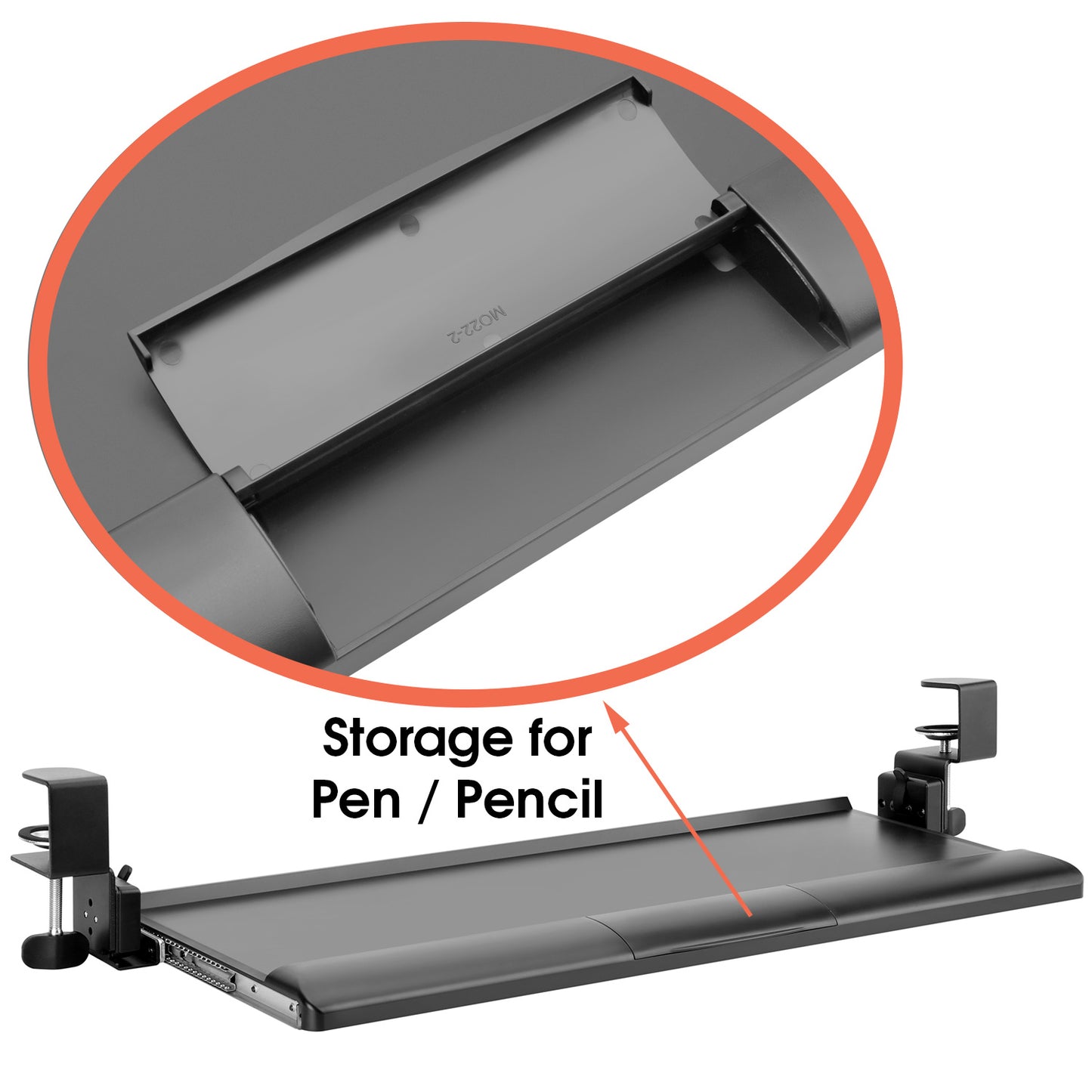 Clamp On Sliding Keyboard Tray with Tilt Black