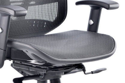 Black mesh back office chair on a white background