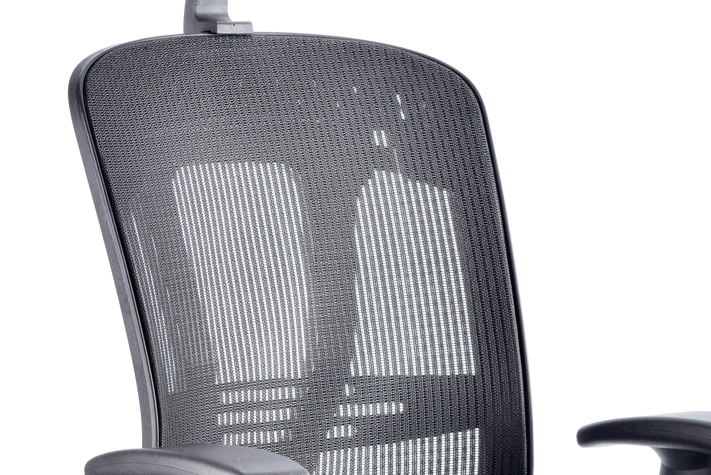 Black mesh back office chair on a white background