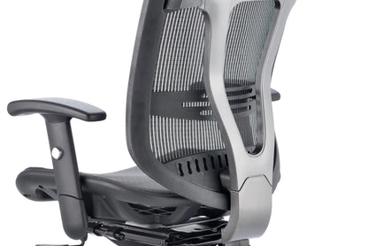Black mesh back office chair on a white background