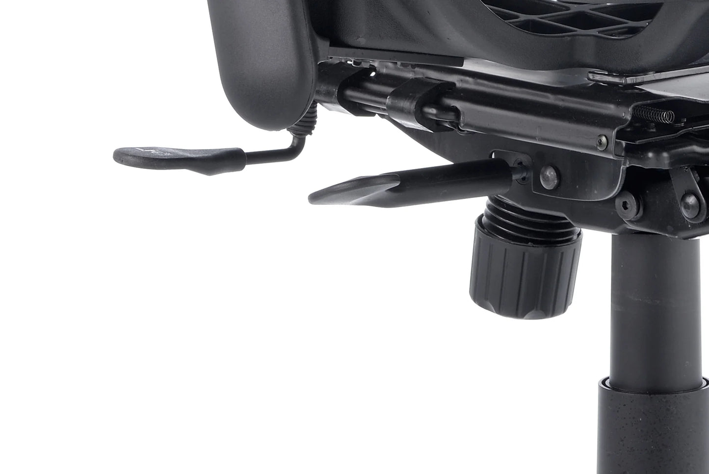 Black mesh back office chair on a white background