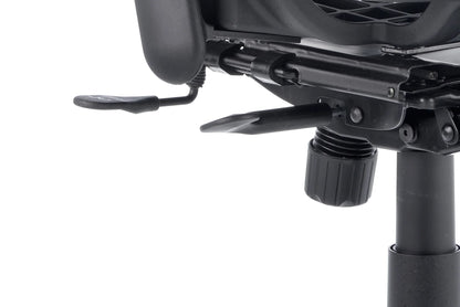 Black mesh back office chair on a white background