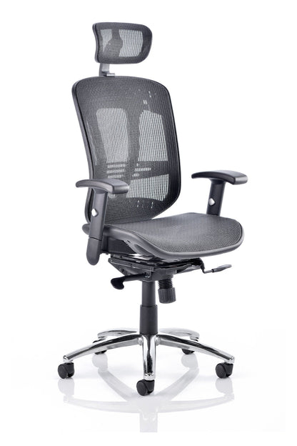 Black mesh back office chair on a white background