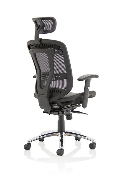 Black mesh back office chair on a white background