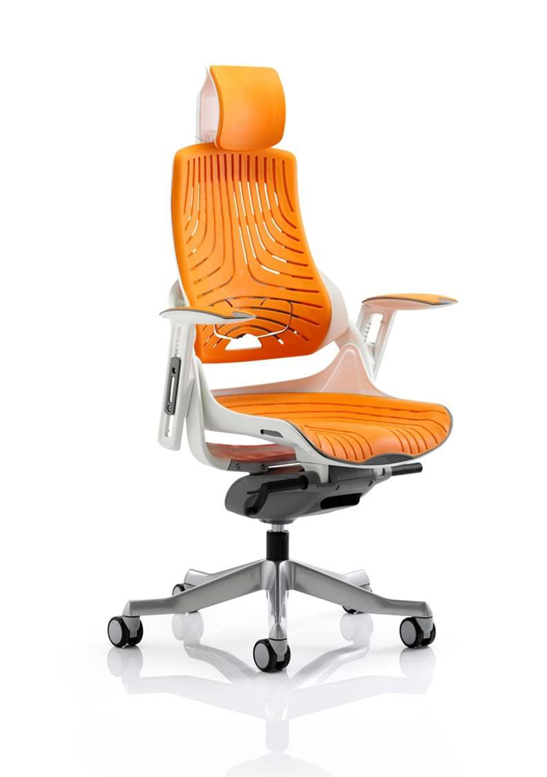 Zure High Back Executive Chair, Height Adjustable Arms & Headrest Orange