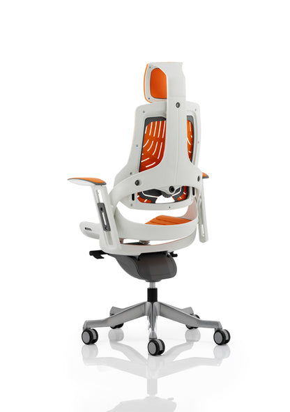 Zure High Back Executive Chair with Height Adjustable Arms & Headrest Orange