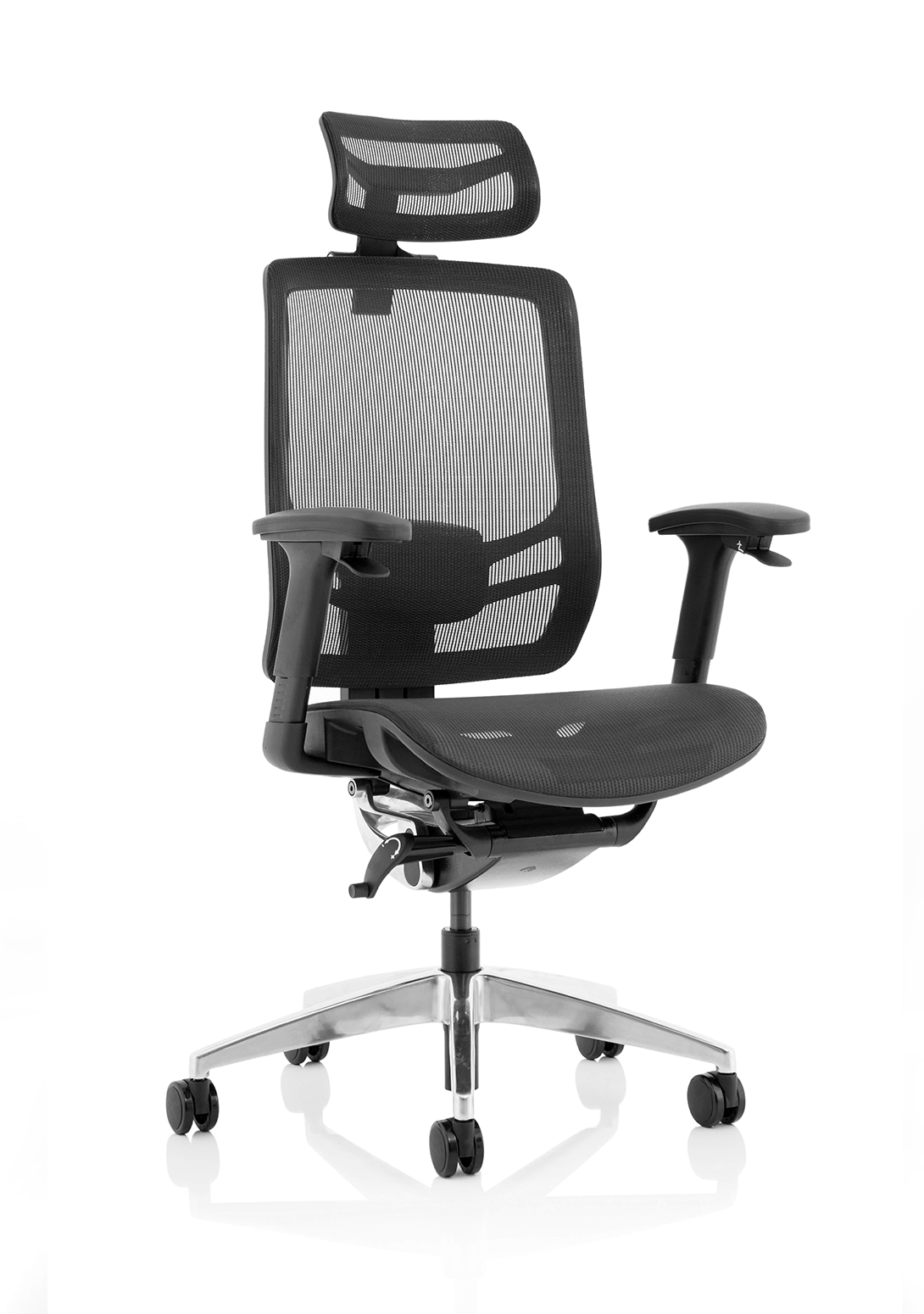 Ergo Click Mesh High Back Posture Office Chair, Height Adjustable Arms & Headrest Black