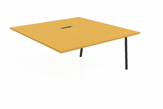 light oak table with black legs on a white background