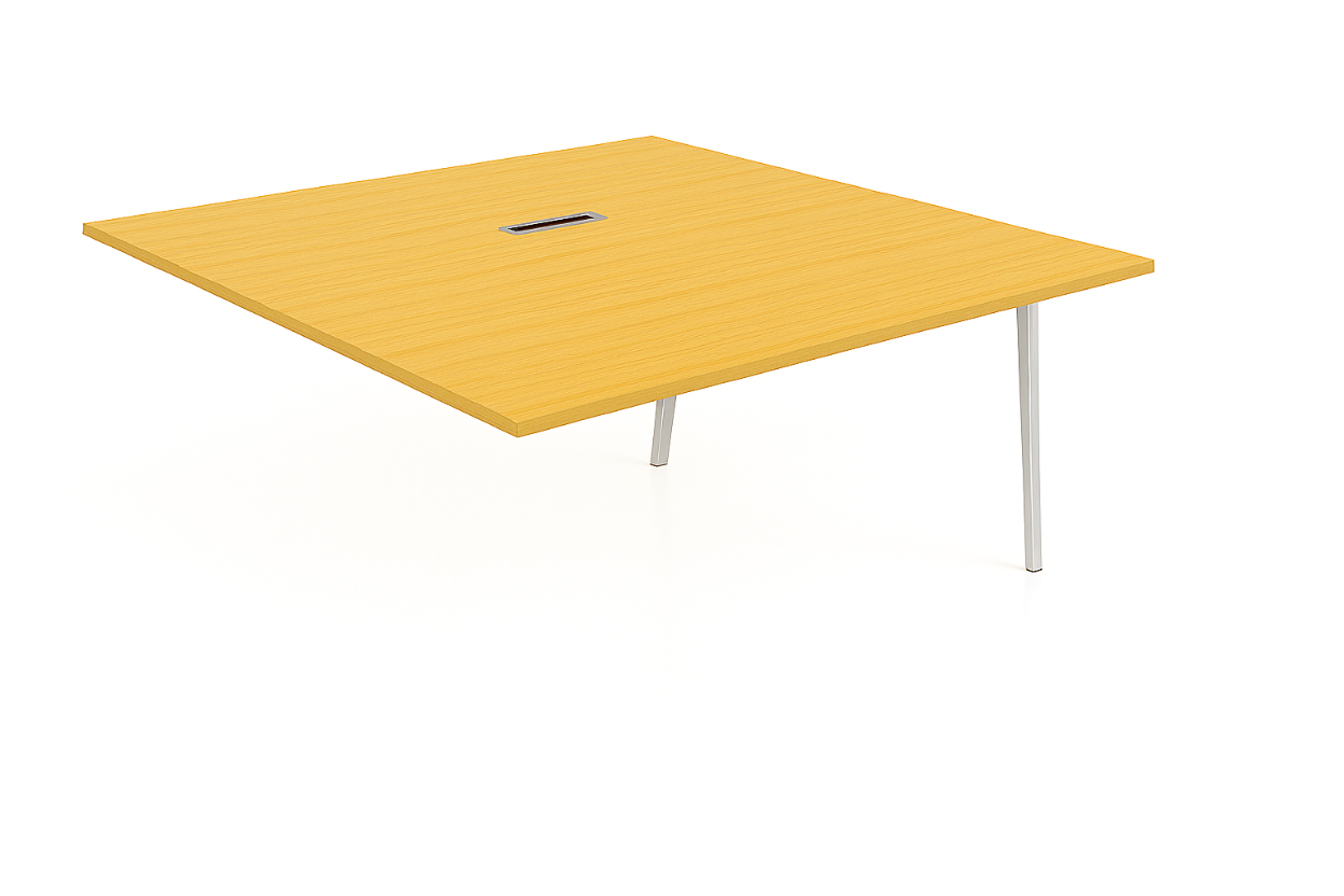 light oak table with white legs on a white background