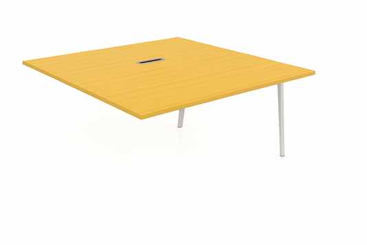 light oak table with white legs on a white background