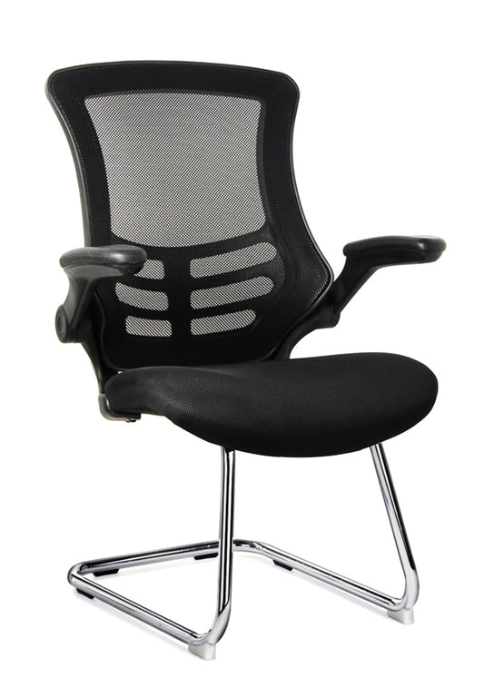 Value Deluxe Meeting Armchair Cantilever Frame with Foldaway Arms Black