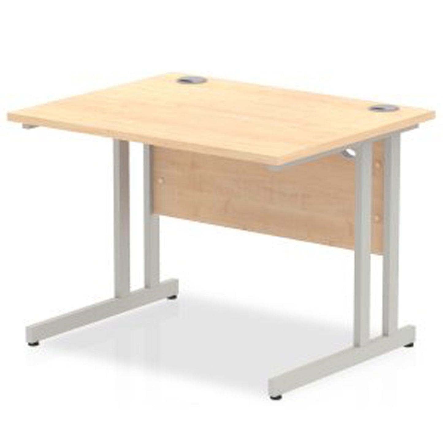 Impulse 1000x800mm Straight Desk, Maple Top with Silver Cantilever Legs