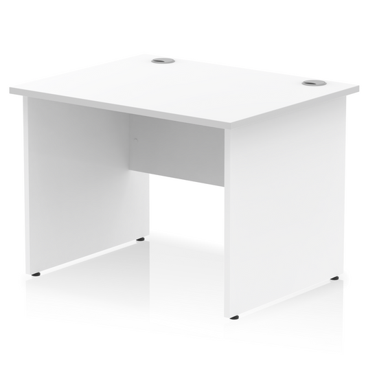 Impulse 1000x800mm Straight Desk, White Top with Wooden Panel Legs