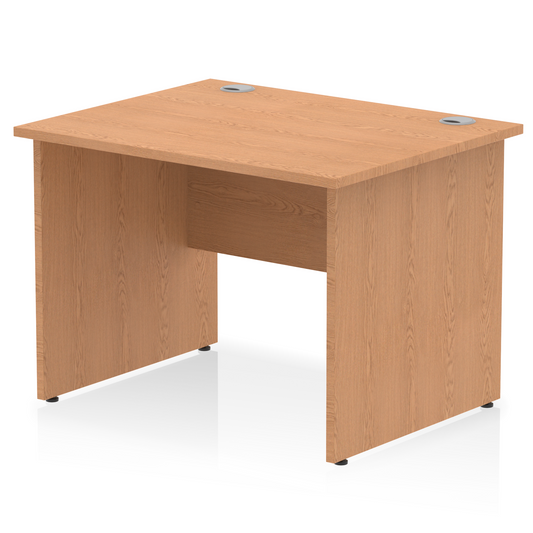 Impulse 1000x800mm Straight Desk, Oak Top with Wooden Panel Legs