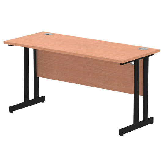 Impulse 1400x600mm Straight Desk, Beech Top with Black Cantilever Legs