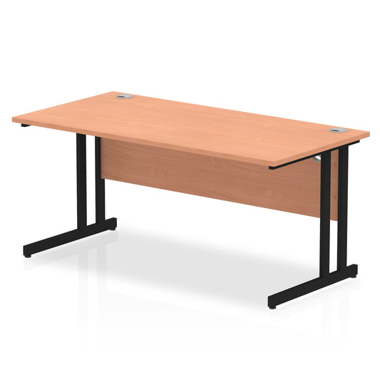 Impulse 1600x800mm Straight Desk, Beech Top with Black Cantilever Legs