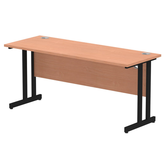 Impulse 1600x600mm Straight Desk, Beech Top with Black Cantilever Legs