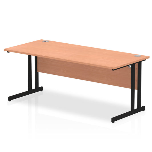 Impulse 1800x800mm Straight Desk, Beech Top with Black Cantilever Legs