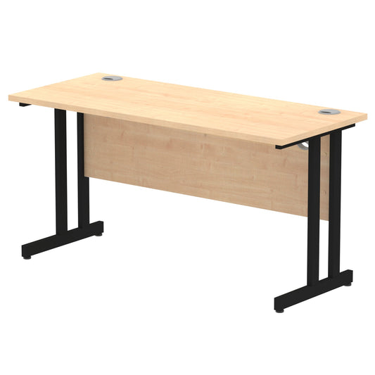 Impulse 1400x600mm Straight Desk, Maple Top with Black Cantilever Legs