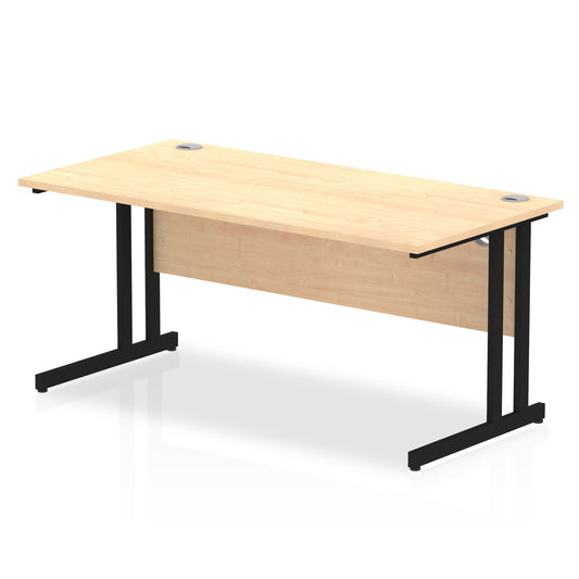 Impulse 1600x800mm Straight Desk, Maple Top with Black Cantilever Legs