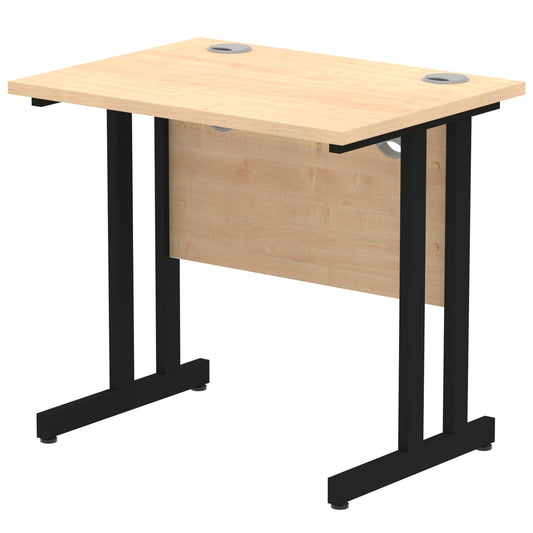 Impulse 800x600mm Straight Desk, Maple Top with Black Cantilever Legs