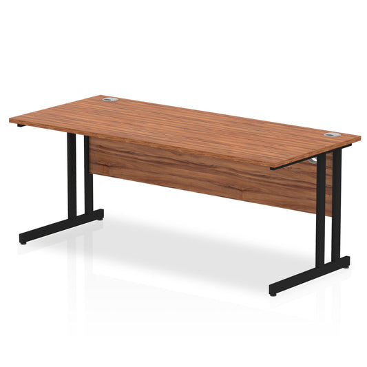 Impulse 1800x800mm Straight Desk, Walnut Top with Black Cantilever Legs