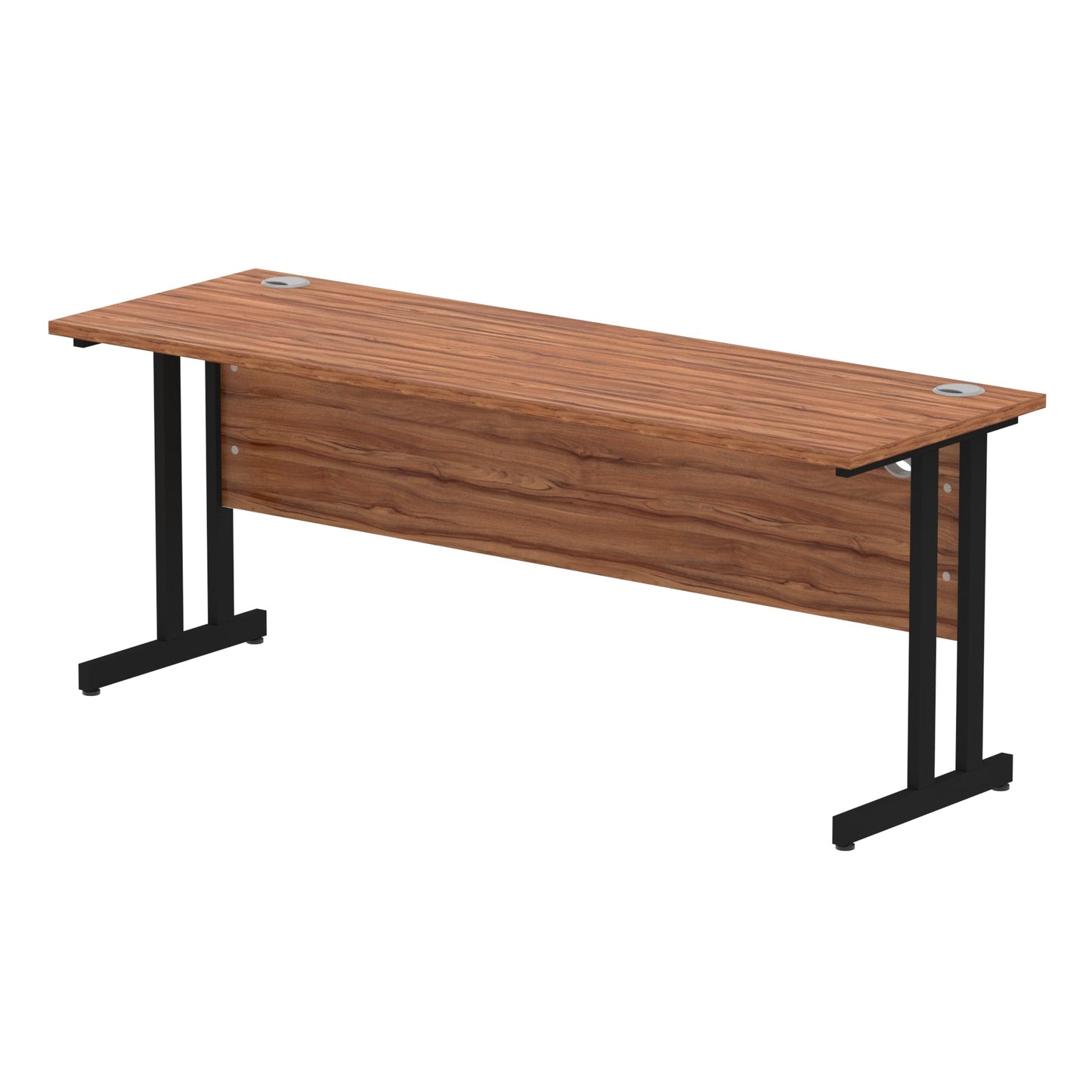 Impulse 1800x600mm Straight Desk, Walnut Top with Black Cantilever Legs