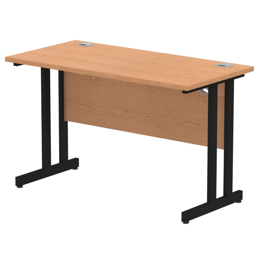 Impulse 1200x600mm Straight Desk, Oak Top with Black Cantilever Legs