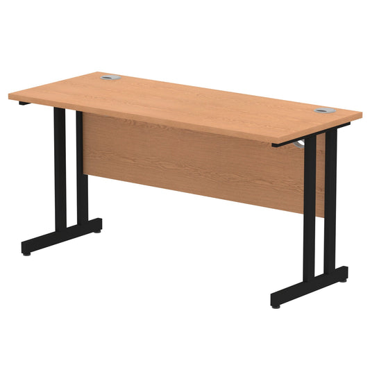 Impulse 1400x600mm Straight Desk, Oak Top with Black Cantilever Legs