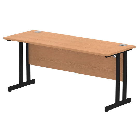 Impulse 1600x600mm Straight Desk, Oak Top with Black Cantilever Legs