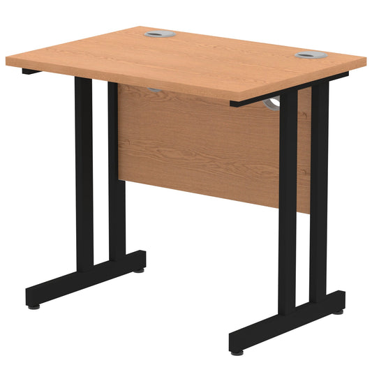 Impulse 800x600mm Straight Desk, Oak Top with Black Cantilever Legs