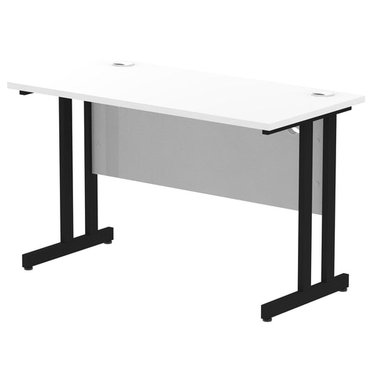 Impulse 1200x600mm Straight Desk, White Top with Black Cantilever Legs