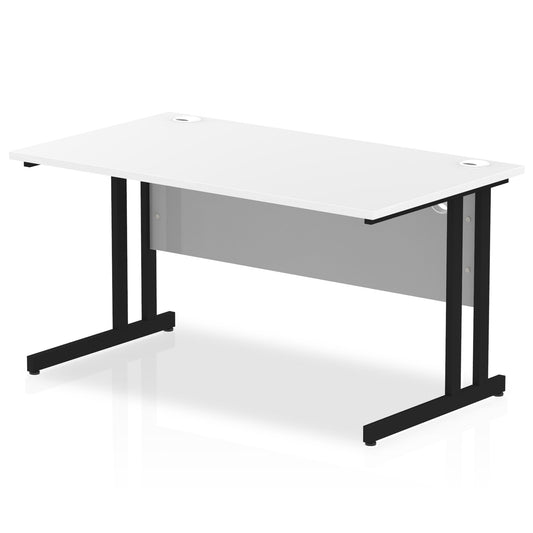 Impulse 1400x800mm Straight Desk, White Top with Black Cantilever Legs