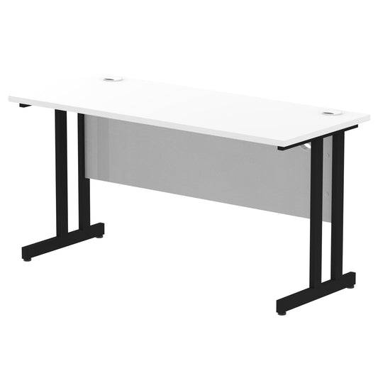 Impulse 1400x600mm Straight Desk, Black Top With Black Cantilever Legs