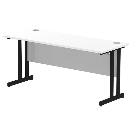 Impulse 1600x600mm Straight Desk, White Top with Black Cantilever Legs