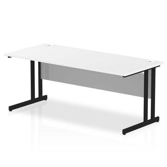 Impulse 1800x800mm Straight Desk, White Top with Black Cantilever Legs