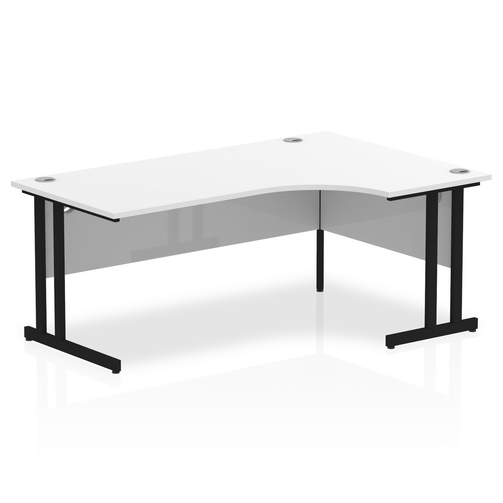 White L-shaped desk with drawers on a white background
