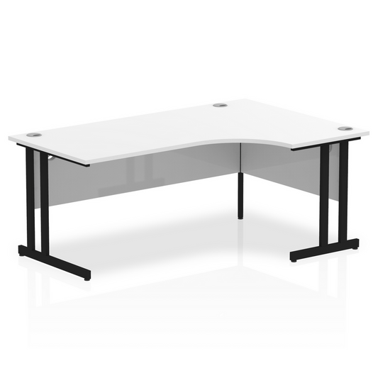 Impulse 1800mm Right Hand Curved Desk, White Top with Black Cantilever Legs