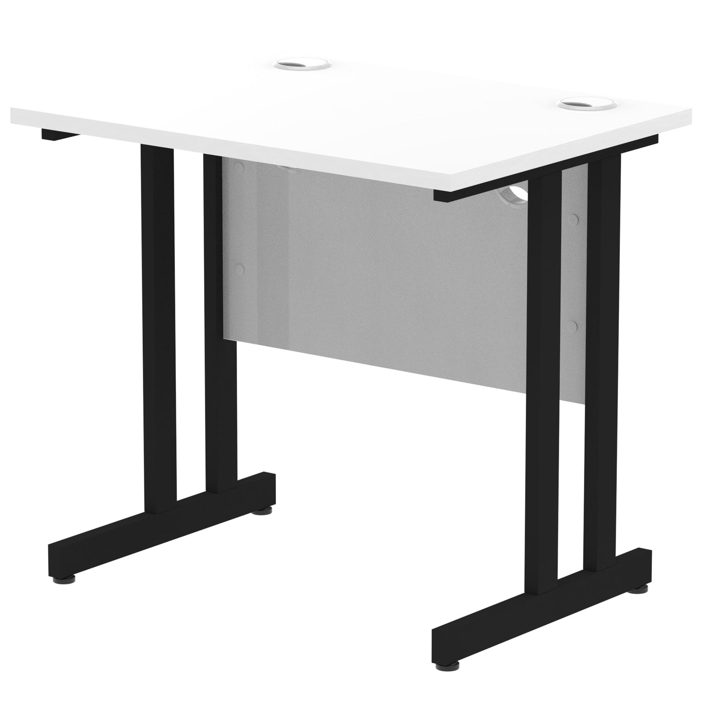Impulse 800x600mm Straight Desk, White Top with Black Cantilever Legs