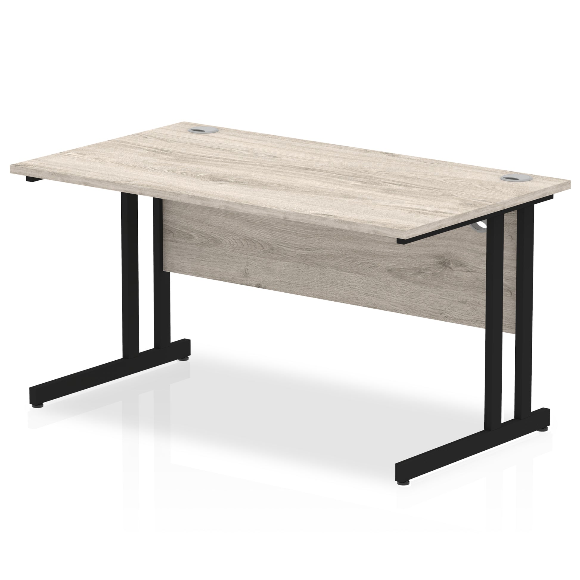 Grey oak straight desk on a white background