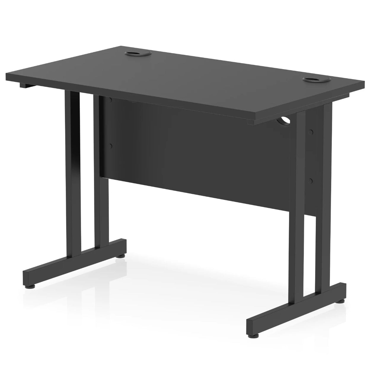 Black straight desk on a white background