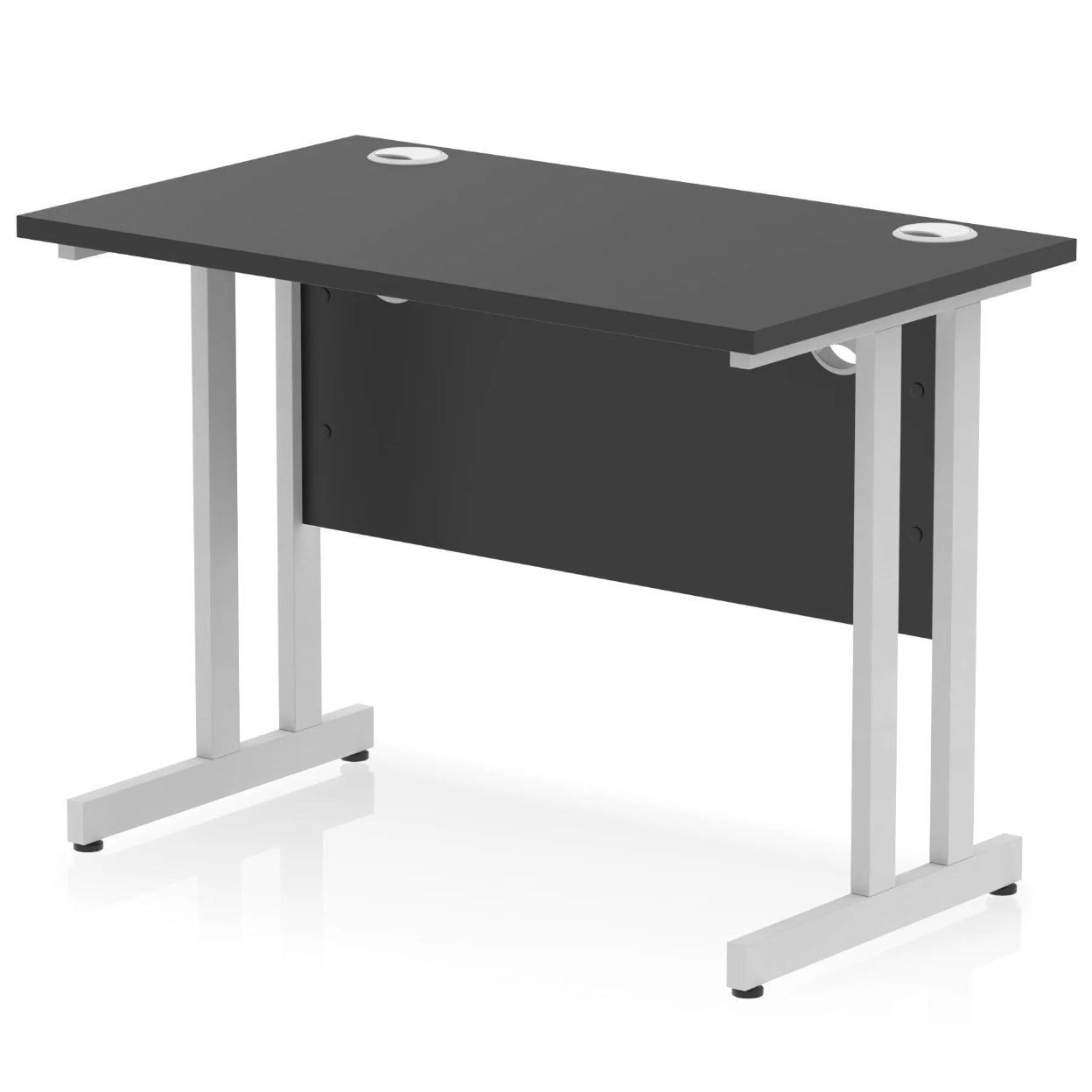Black straight desk on a white background