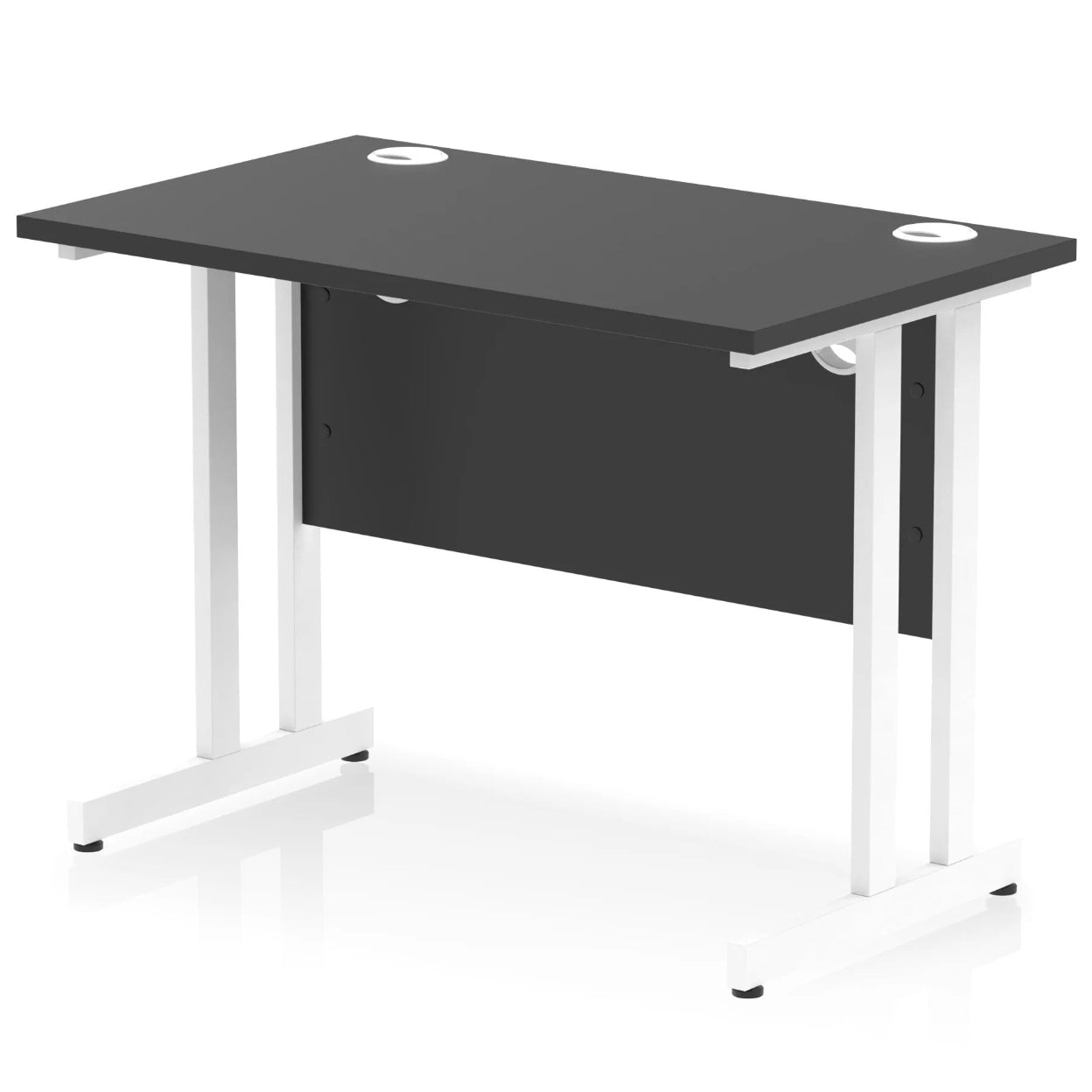 Black straight desk on a white background